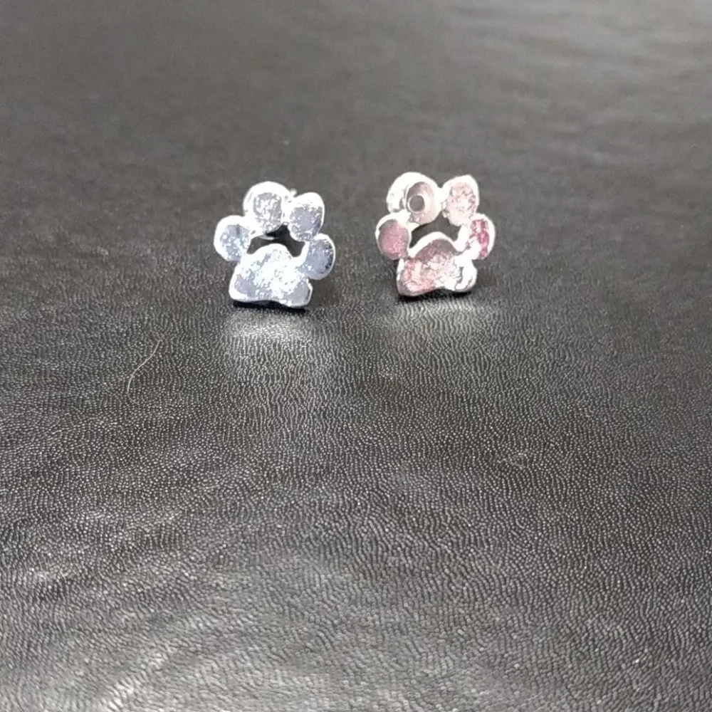 Paw print necklace earrings and bracelet matching set